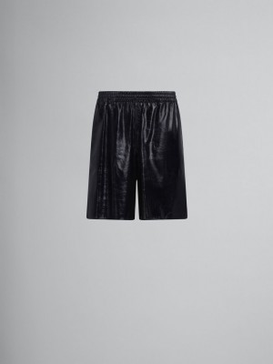 Marni Bermuda Shorts In Ultralight Naplak Läder Svarta | SEEAH86379