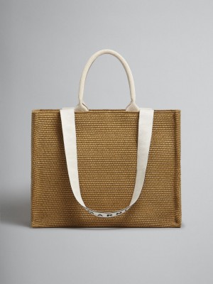 Marni Bey Tote Bag Raffia Bruna | ZSEMJ55242