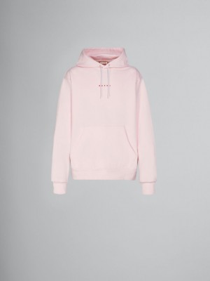 Marni Bio Bomull Hoodie With Marni Print Rosa | FSEHY70721