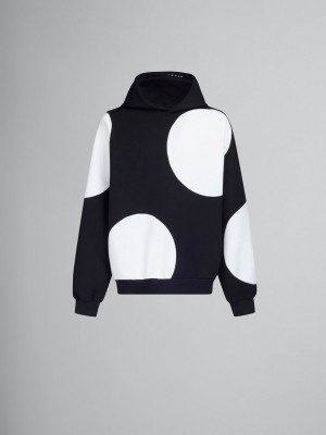 Marni Bio Bomull Hoodie With Maxi Polka Dots Svarta | MSEHR23451