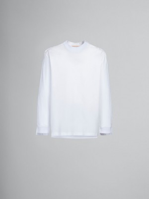 Marni Bio Bomull Long-sleeved T-shirt With Back Yoke Vita | PSEER95728