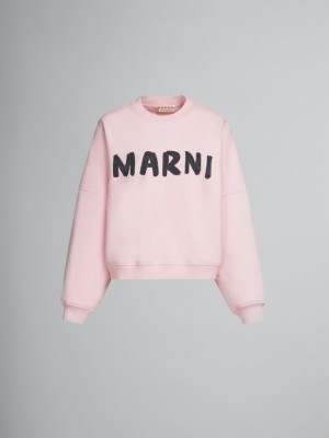 Marni Bio Bomull Sweatshirt With Marni Print Rosa | SEXMI15346