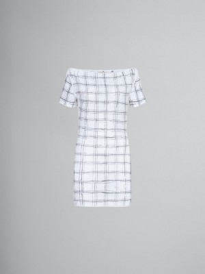 Marni Bio Bomull Top With Irregular Checked Print Vita | SECIF96899