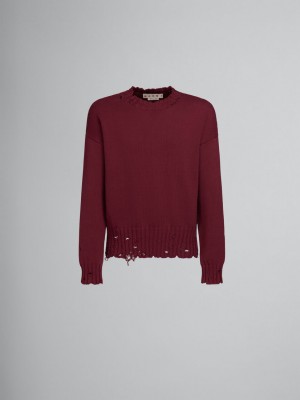 Marni Bomull Crewneck Tröja Röda | BSESO53755