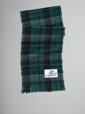 Marni Check Ull Scarf Gröna | BSESO43075