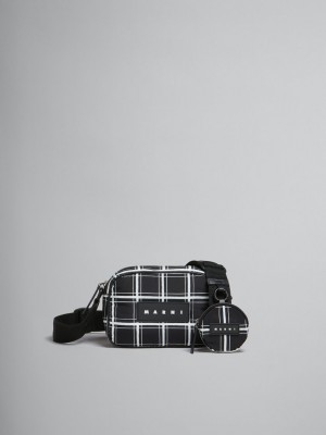 Marni Checked Nylon Puff Camera Bag Svarta | QSEUV71934