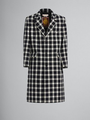 Marni Checked Ull Coat Svarta | GSEUC20170