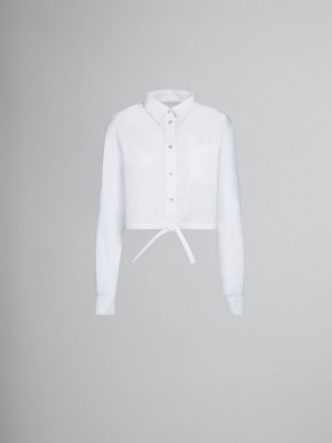 Marni Cropped Shirt In Bio Poplin Vita | ASEDF20319