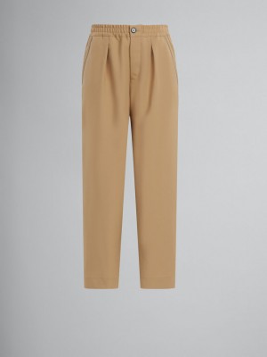 Marni Cropped Trousers In Beige Tropical Ull Beige | XSEBH23447