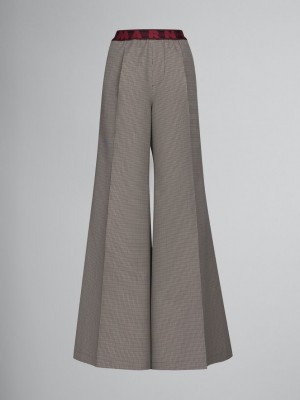 Marni Houndstooth Check Trousers With Logo Midja Grå Röda | ASEWC50405