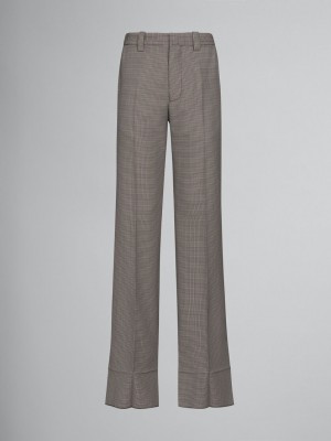 Marni Houndstooth Check Ull Trousers Grå Röda | SENEJ73935