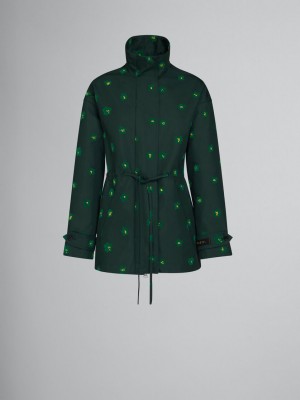 Marni Jacket With Draft Flower Print Gröna Blommiga | SEIIZ28764