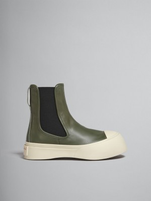 Marni Läder Pablo Chelsea Boot Gröna | SEJBT17129