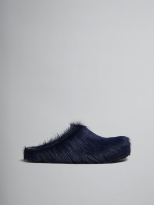 Marni Long-hair Calfskin Fussbett Sabot Blå | XSEGW51368