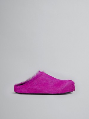 Marni Long-hair Calfskin Fussbett Sabot Fuchsia | YSEVQ38705