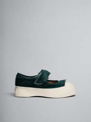 Marni Long-hair Calfskin Mary Jane Sneaker Gröna | PSEQX86708