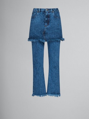 Marni Marbled Denim Trousers With Skirt Overlay Blå | SENZX61748