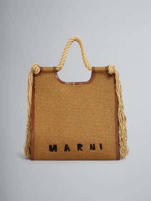 Marni Marcel Summer Bag Läder And Raffia With Rope Handles Bruna | DSEKV61164