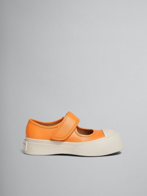 Marni Nappa Läder Mary Jane Sneaker Orange | SEEAH92415