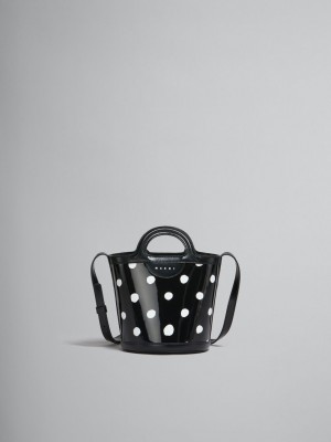 Marni Polka-dot Lack Läder Tropicalia Mini Bucket Bag Svarta Vita | LSESX91315