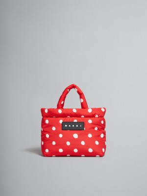 Marni Polka-dot Nylon Puff Mini Tote Bag Röda | DSEVO84288