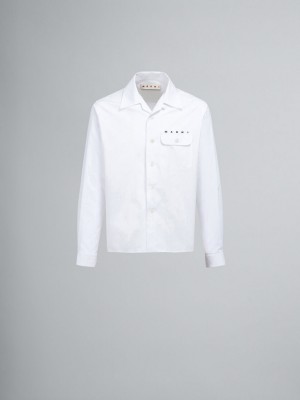 Marni Poplin Long-sleeved Logo Bowling Shirt Vita | TSEWZ67047