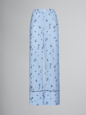 Marni Randig Pyjama Trousers With Magic Garden Print Blå | SEEAH61493