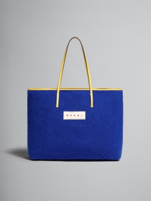 Marni Reversible Shopping Bag In Felt And Bomull Blå | SEDYB39433