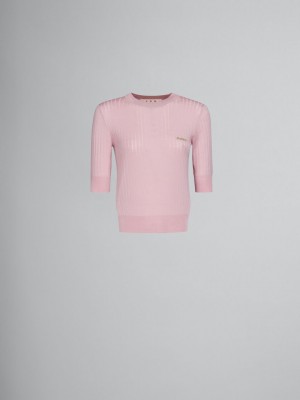 Marni Räfflad Ull And Silk Jumper Rosa | DSEKV32266