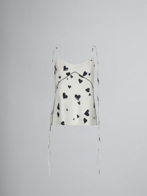 Marni Silk Camisole With Bunch Of Hearts Print Vita | FSEUI99508