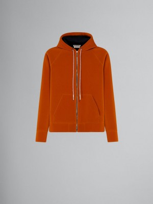 Marni Sponge Jersey Hoodie With Logo Drawstring Orange | GSEUC55429