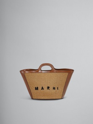 Marni Tropicalia Small Bag Läder And Raffia Bruna | YSEVQ62081