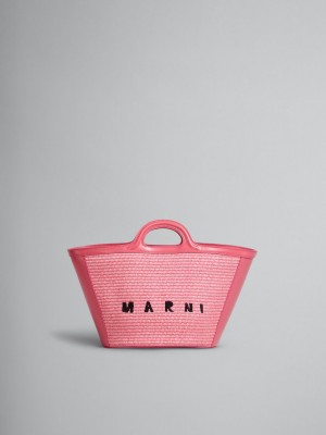 Marni Tropicalia Small Bag Läder And Raffia Rosa | ASEWC44379