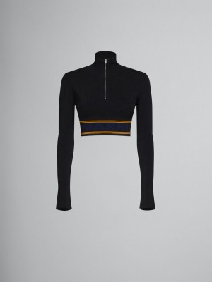 Marni Turtleneck With Logo Hem Svarta | FSEUI19904