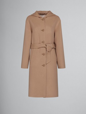 Marni Ull Coat With Midja Belt Beige | SECIF86183