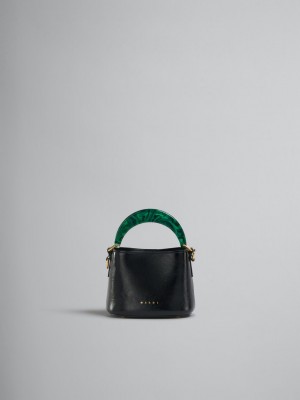 Marni Venice Mini Bucket Bag Lack Läder Svarta | USETG13797