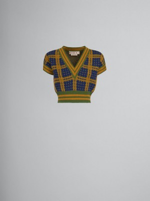 Marni Ärmlös Jumper With '50s Check Gröna | BSESD35688