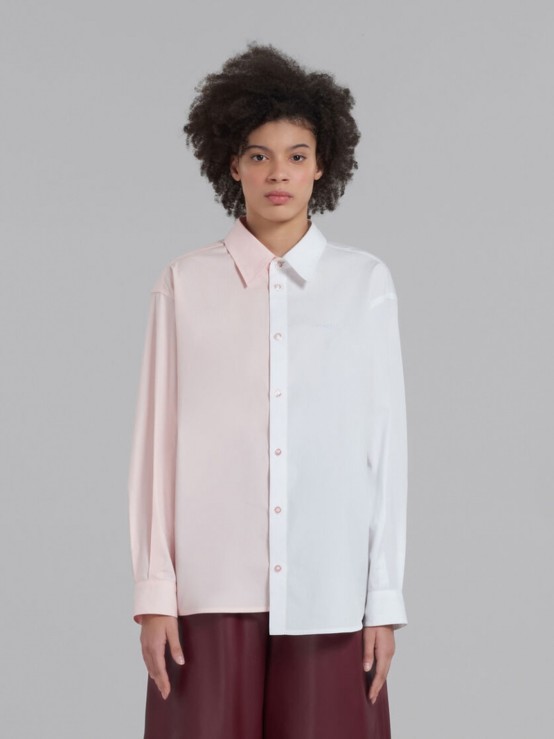 Marni Asymmetric Shirt In Bio Poplin Vita | ASEDF56124