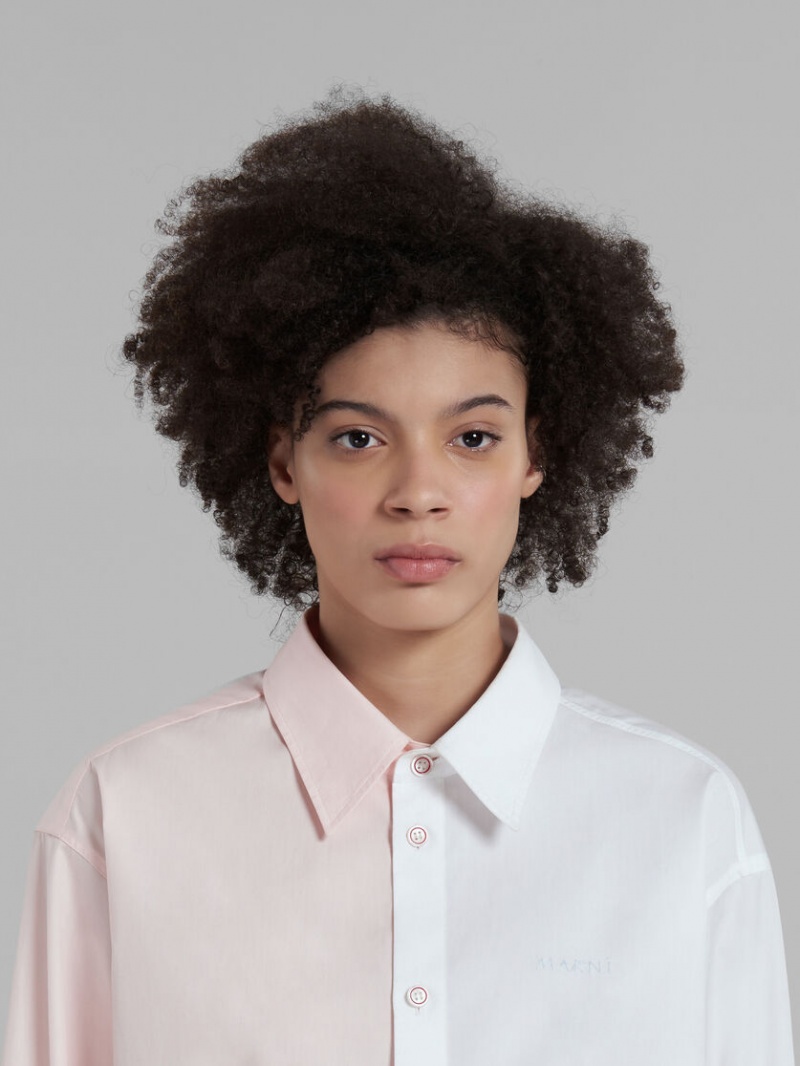 Marni Asymmetric Shirt In Bio Poplin Vita | ASEDF56124