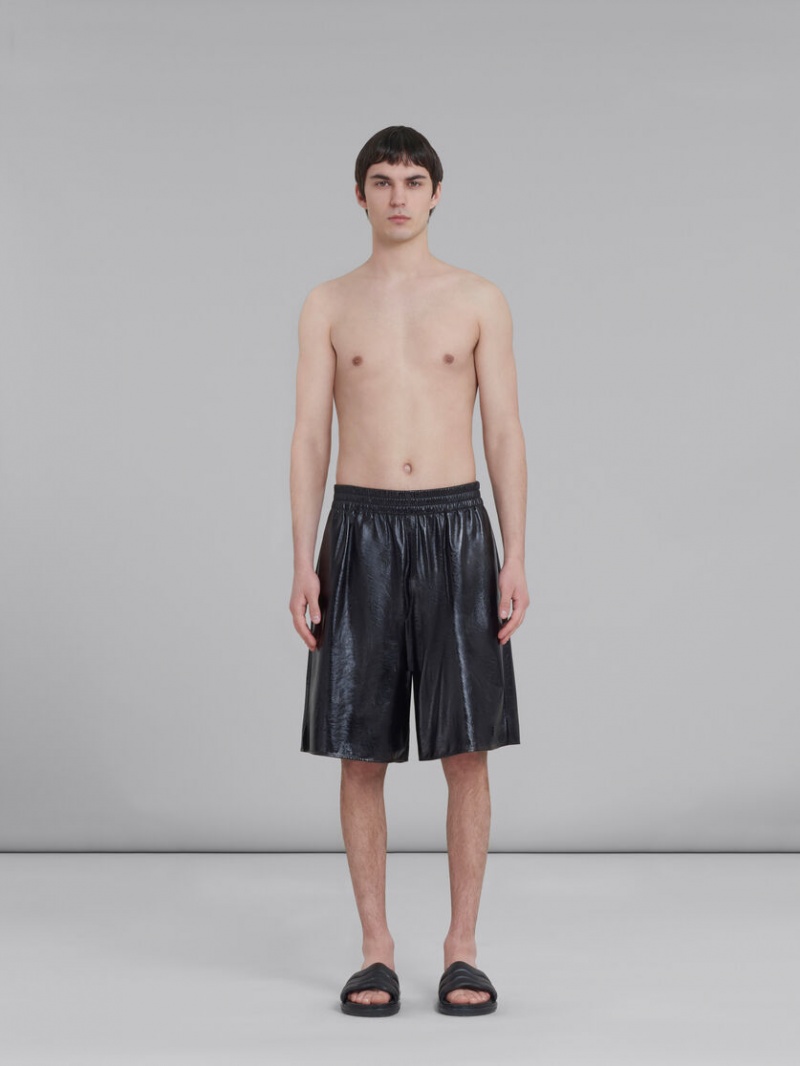 Marni Bermuda Shorts In Ultralight Naplak Läder Svarta | SEEAH86379