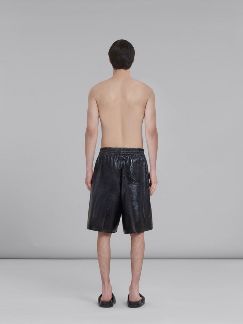 Marni Bermuda Shorts In Ultralight Naplak Läder Svarta | SEEAH86379