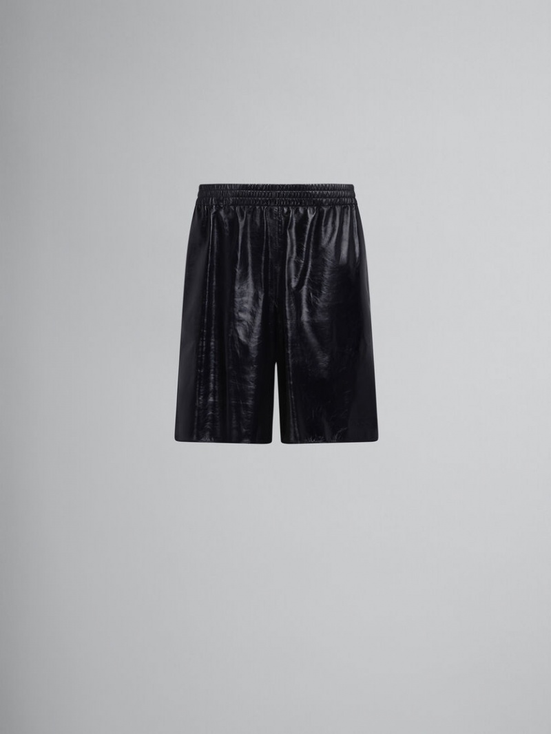 Marni Bermuda Shorts In Ultralight Naplak Läder Svarta | SEEAH86379