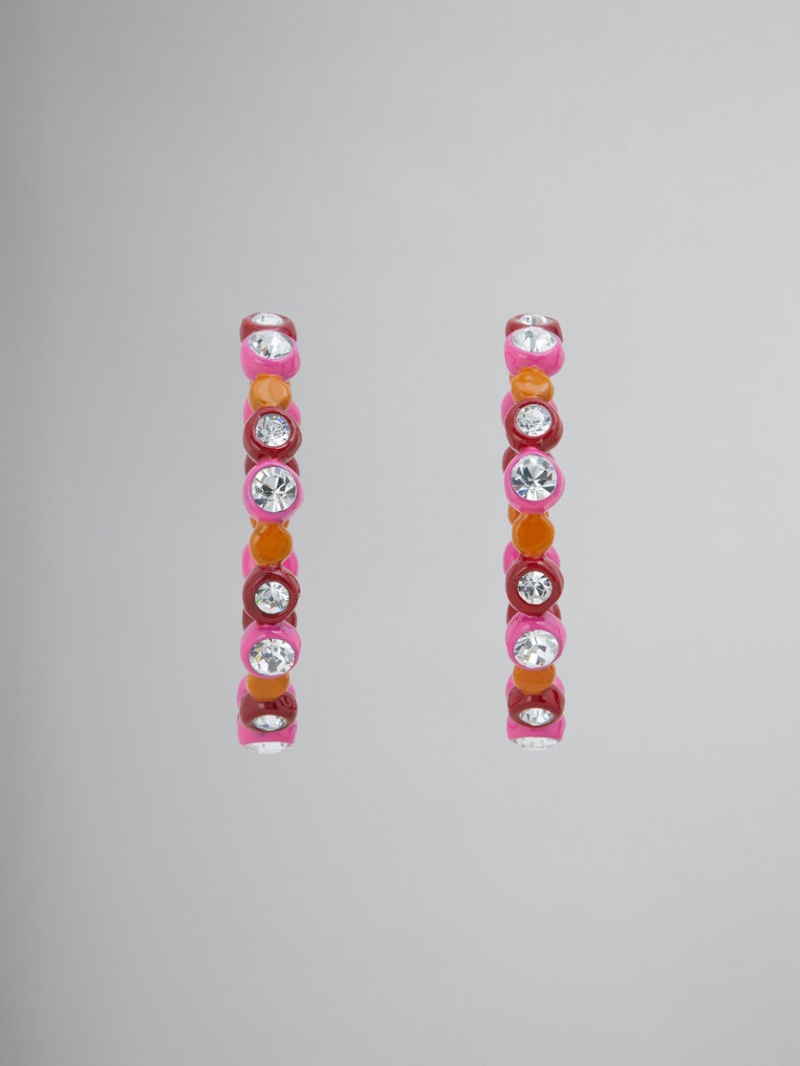 Marni Bezel-set Rhinestone Resin Hoop Rosa | FSEUI48877