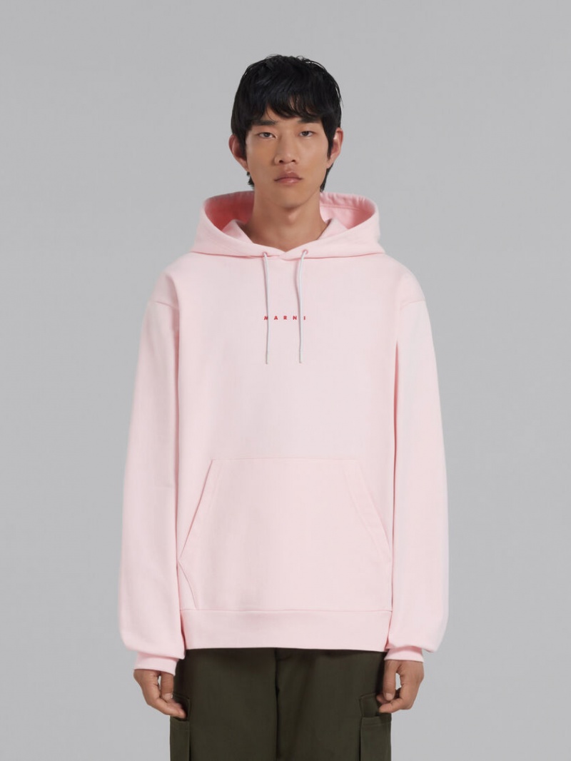 Marni Bio Bomull Hoodie With Marni Print Rosa | FSEHY70721