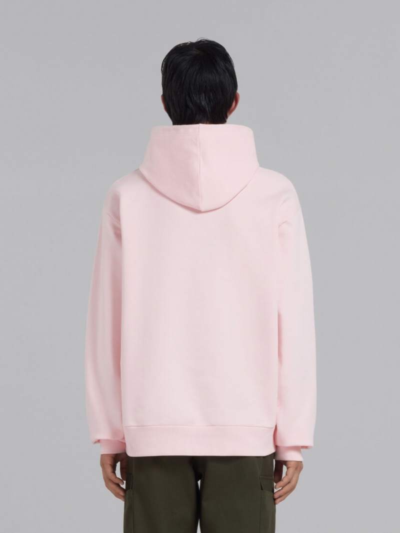 Marni Bio Bomull Hoodie With Marni Print Rosa | FSEHY70721