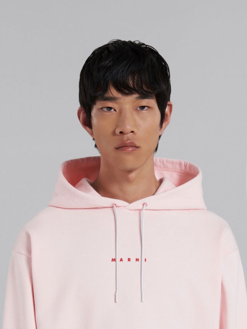 Marni Bio Bomull Hoodie With Marni Print Rosa | FSEHY70721