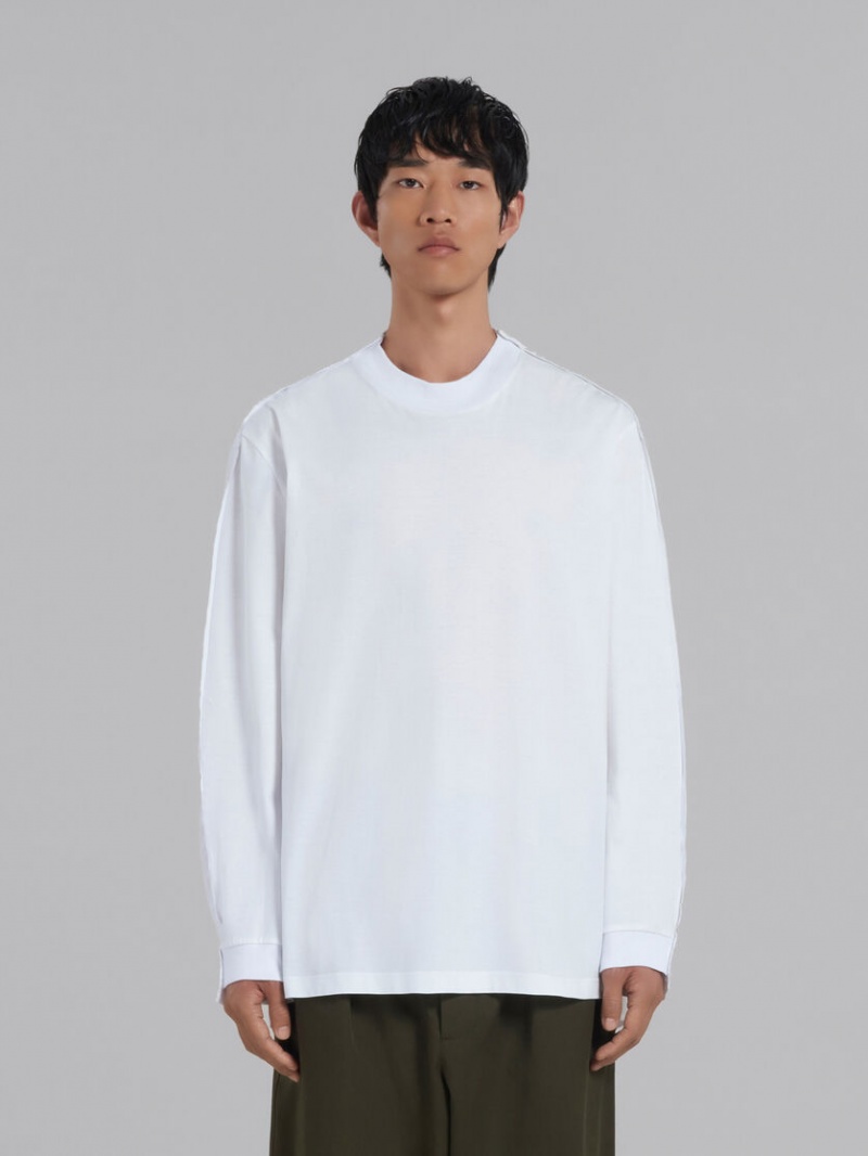 Marni Bio Bomull Long-sleeved T-shirt With Back Yoke Vita | PSEER95728