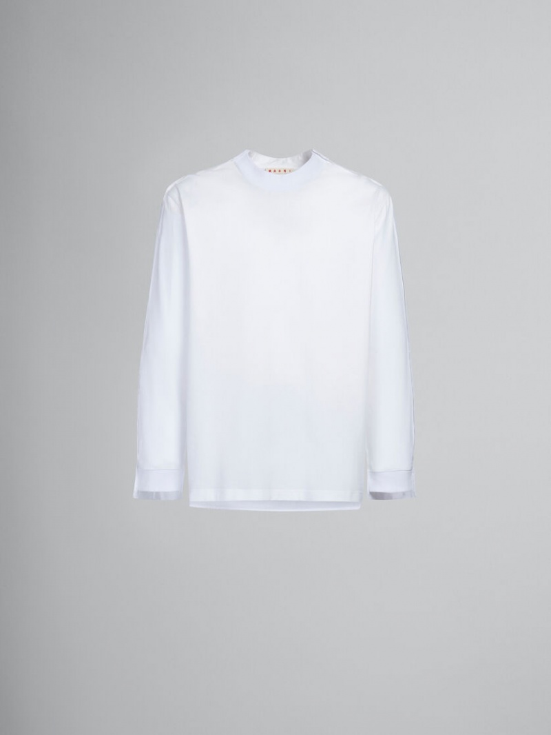 Marni Bio Bomull Long-sleeved T-shirt With Back Yoke Vita | PSEER95728