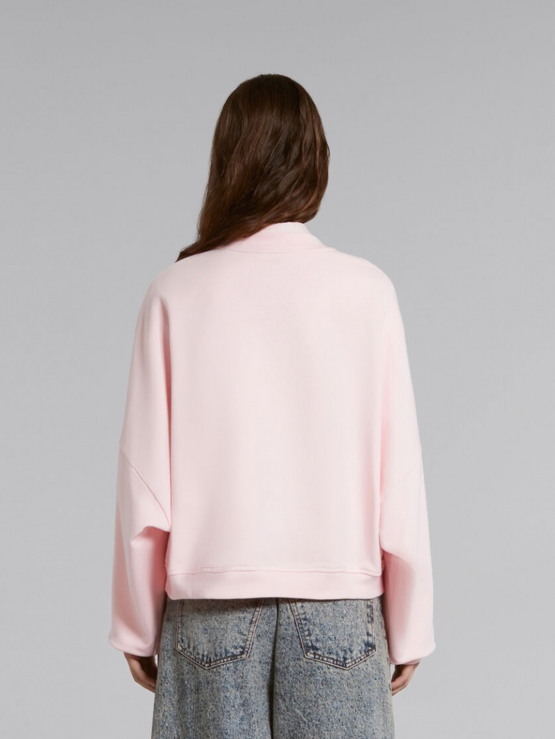 Marni Bio Bomull Sweatshirt With Marni Print Rosa | SEXMI15346