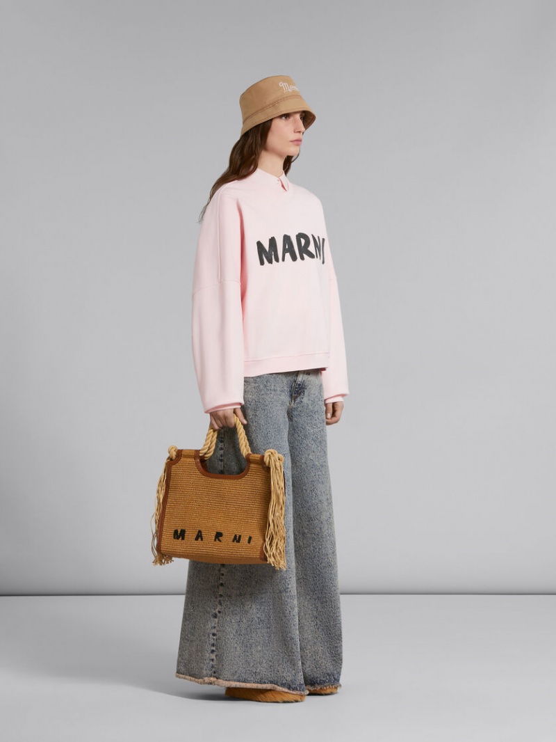 Marni Bio Bomull Sweatshirt With Marni Print Rosa | SEXMI15346